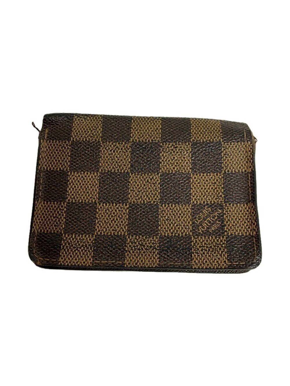 LOUIS VUITTON Porte Wallet de Cartes Vertical Damier Ebene Brown Leather Brown